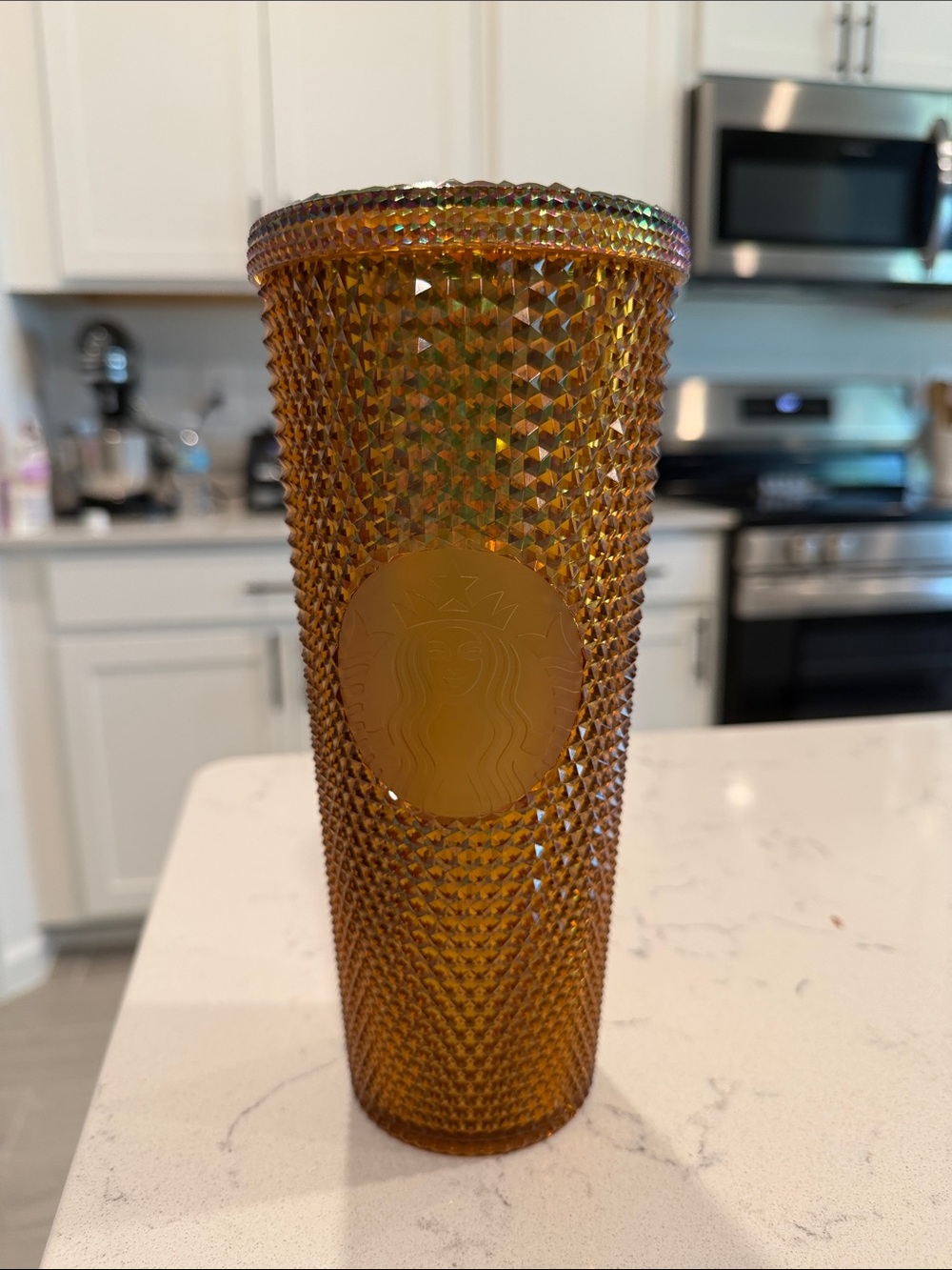 Starbucks Amber Studded Tumbler with Iridescent Rim